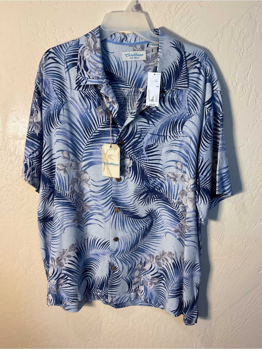 Caribbean short sleeve shirt XL size blue color